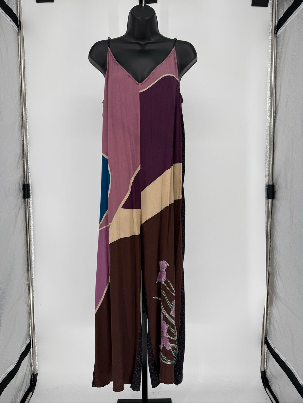 Dolan Anthropologie Colorblock Wide-Leg Sleeveless Jumpsuit size Large